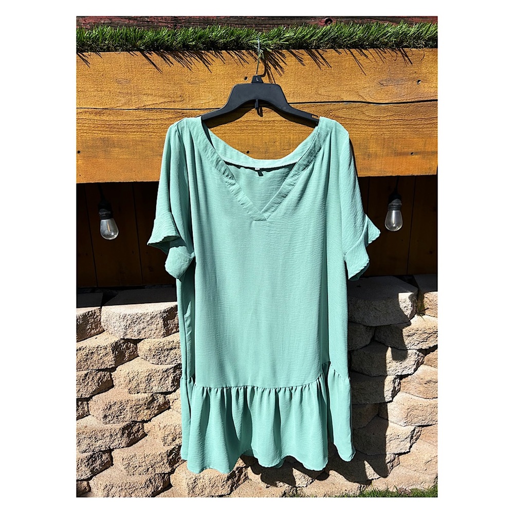 Sz L-dress or swim coverup. Drop waist with flowy sleeves & oversized neck. - Picture 2 of 7